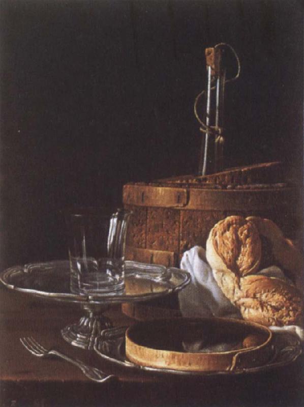 Melendez, Luis Eugenio Still-Life with a Box of Sweets and Bread Twists oil painting picture